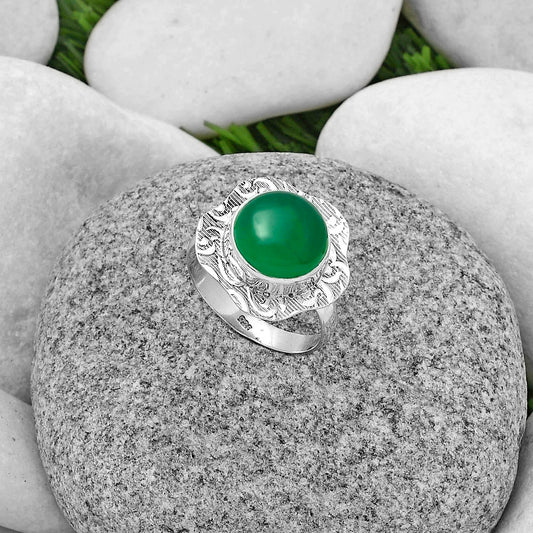 Natural Green Onyx Ring size-8 R-1090 SDR179708