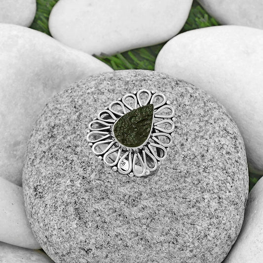 Natural Tektite Rough - Greek Ring size-7 R-1527 SDR179753