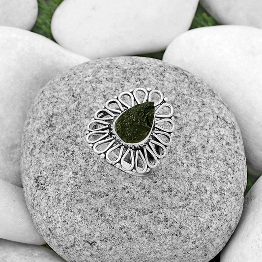 Natural Tektite Rough - Greek Ring size-8 R-1527 SDR179788