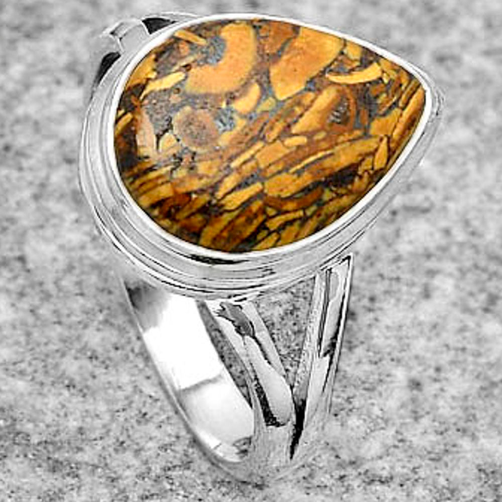 Coquina Fossil Jasper - India Ring size-7.5 R-1008 SDR179906