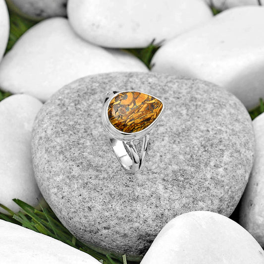 Coquina Fossil Jasper - India Ring size-7.5 R-1008 SDR179906