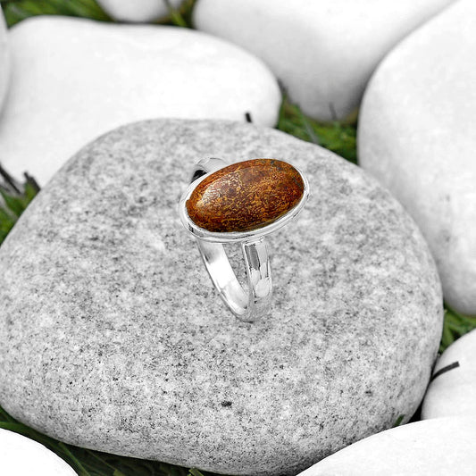 Natural Red Moss Agate Ring size-7.5 R-1007 SDR180214