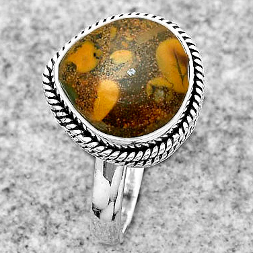 Natural Coquina Fossil Jasper India Ring size-8 R-1009 SDR180343