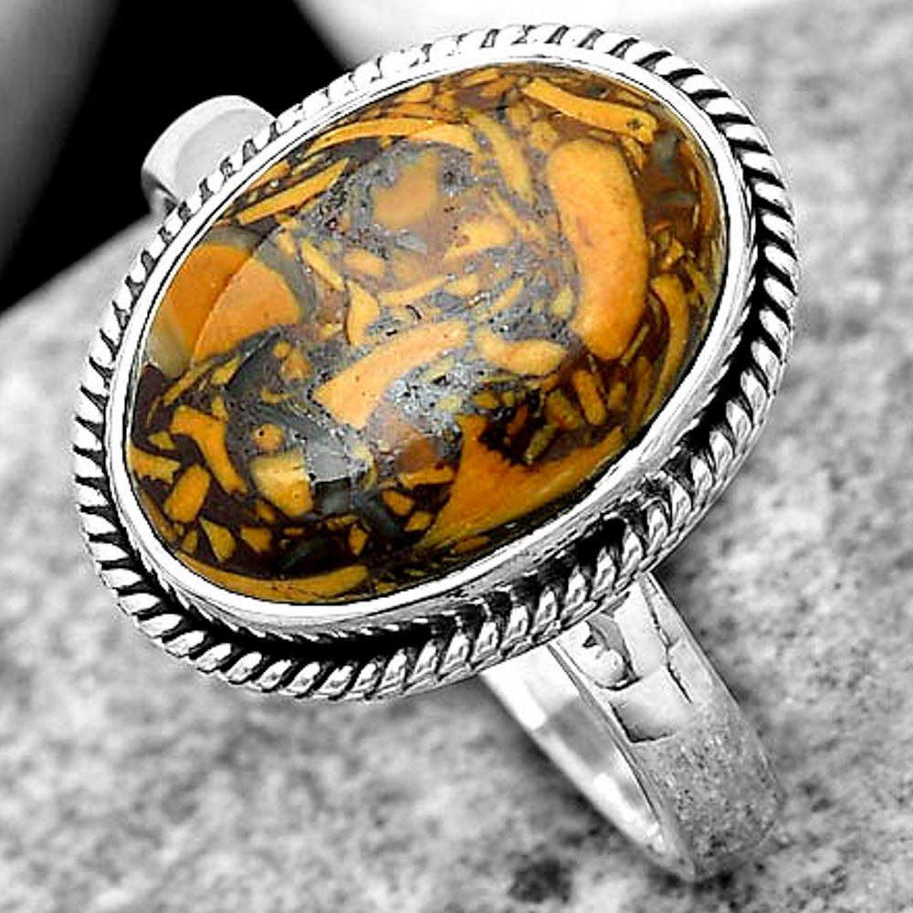 Coquina Fossil Jasper - India Ring size-7.5 R-1009 SDR180832