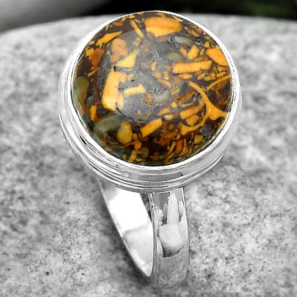 Natural Coquina Fossil Jasper India Ring size-8 R-1007 SDR181008