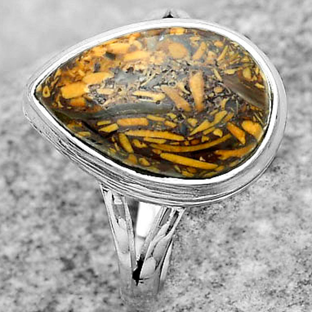 Coquina Fossil Jasper - India Ring size-7.5 R-1008 SDR181027