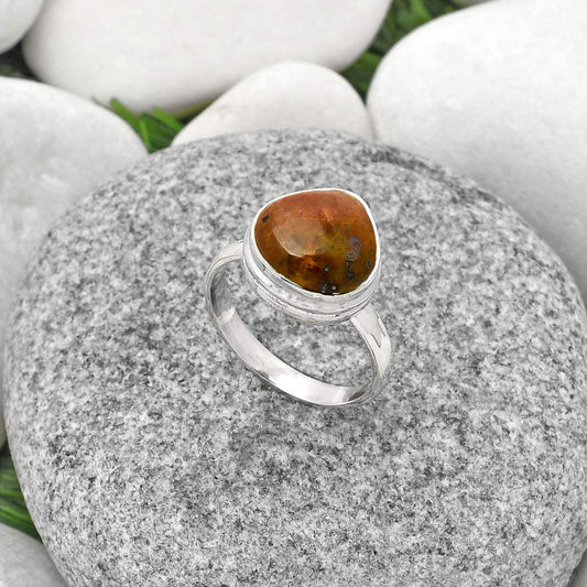 Natural Red Moss Agate Ring size-8 R-1007 SDR181179