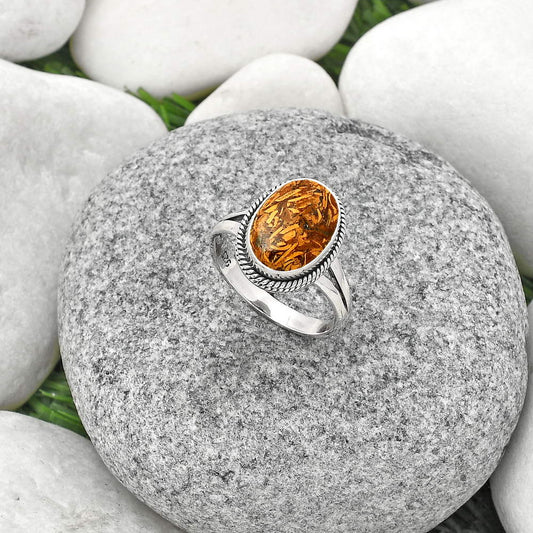 Coquina Fossil Jasper - India Ring size-7.5 R-1010 SDR181243