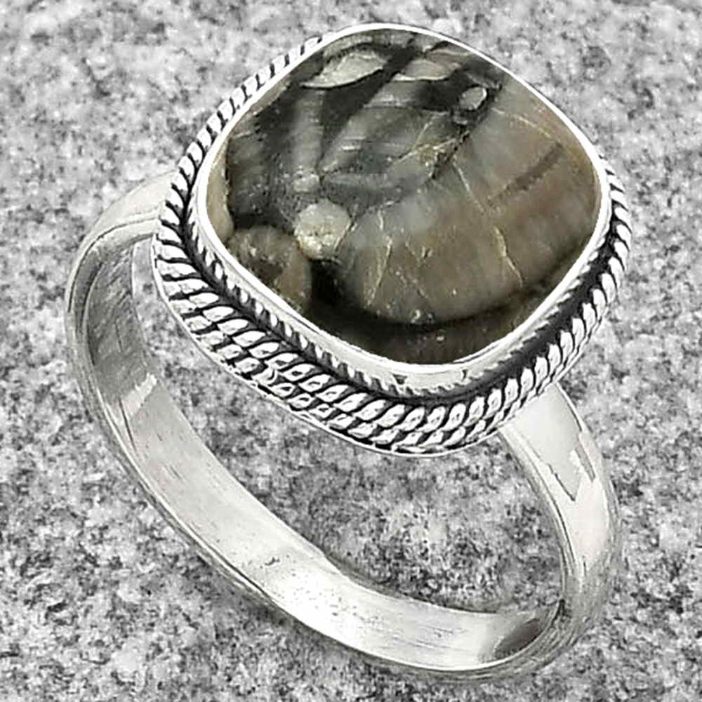 Natural Mexican Cabbing Fossil Ring size-8 R-1009 SDR181300