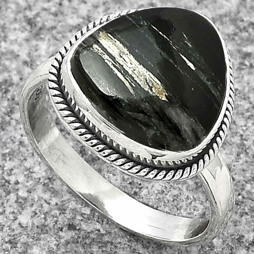 Natural Silver Leaf Obsidian Ring size-8.5 R-1009 SDR181416