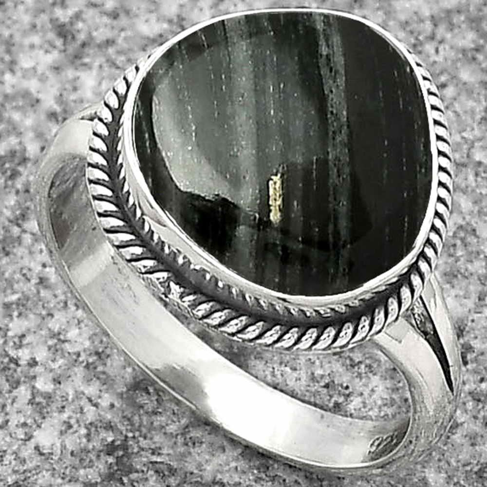 Natural Silver Leaf Obsidian Ring size-8 R-1010 SDR181452
