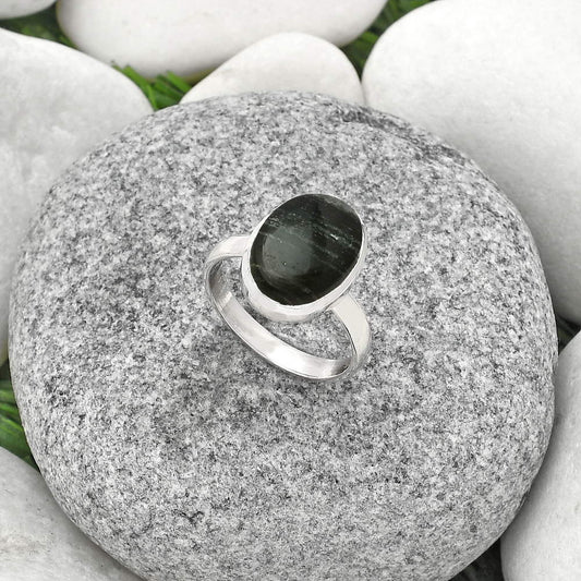 Natural Silver Leaf Obsidian Ring size-7 R-1004 SDR181499