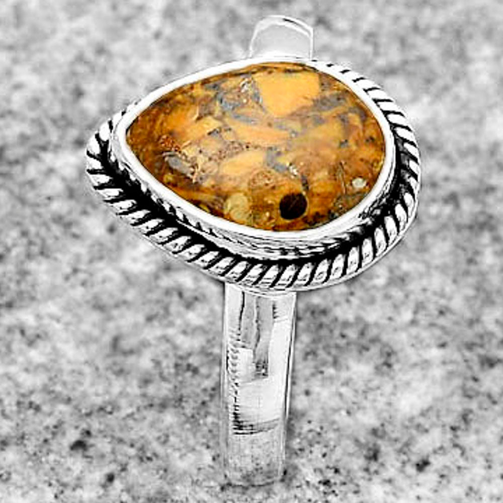 Natural Coquina Fossil Jasper India Ring size-7 R-1009 SDR181683