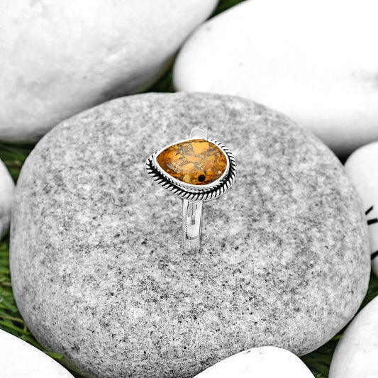 Natural Coquina Fossil Jasper India Ring size-7 R-1009 SDR181683