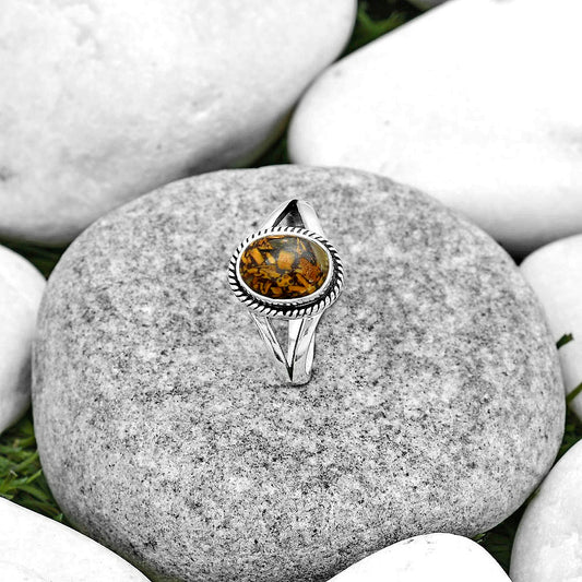 Natural Coquina Fossil Jasper India Ring size-7 R-1010 SDR181696