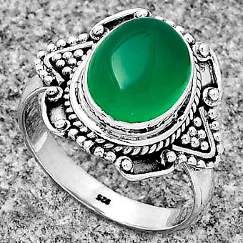 Natural Green Onyx Ring size-8 R-1557 SDR182172