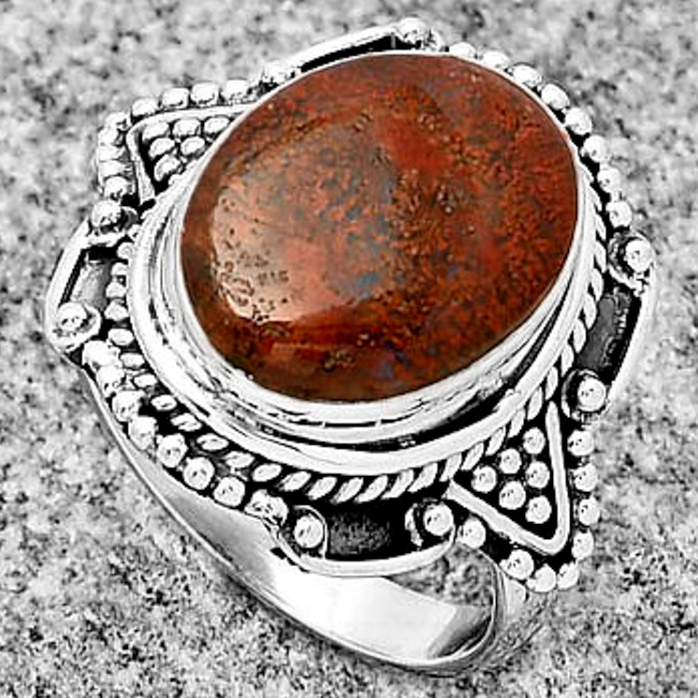 Natural Red Moss Agate Ring size-7.5 R-1557 SDR182173