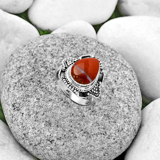 Natural Red Moss Agate Ring size-7.5 R-1557 SDR182192