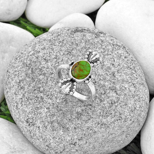 Natural Green Matrix Turquoise Ring size-6.5 R-1126 SDR183287