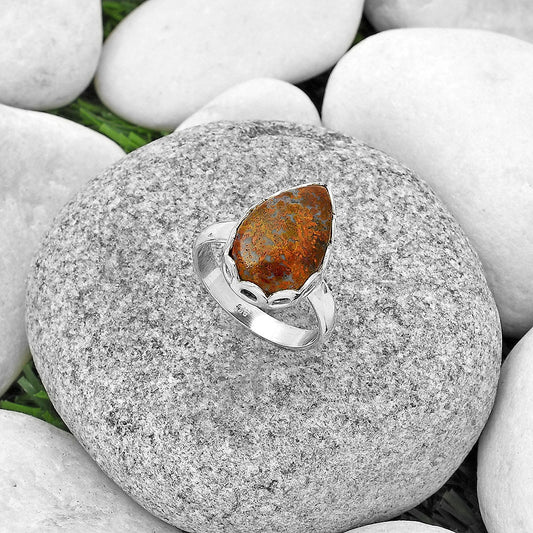 Natural Red Moss Agate Ring size-8.5 R-1428 SDR183483