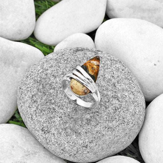 Natural Indian Blanket Jasper Ring size-8 R-1444 SDR183721