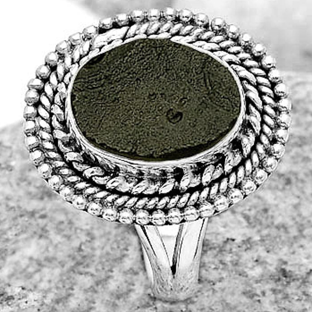 Natural Tektite Rough - Greek Ring size-7.5 R-1447 SDR184059