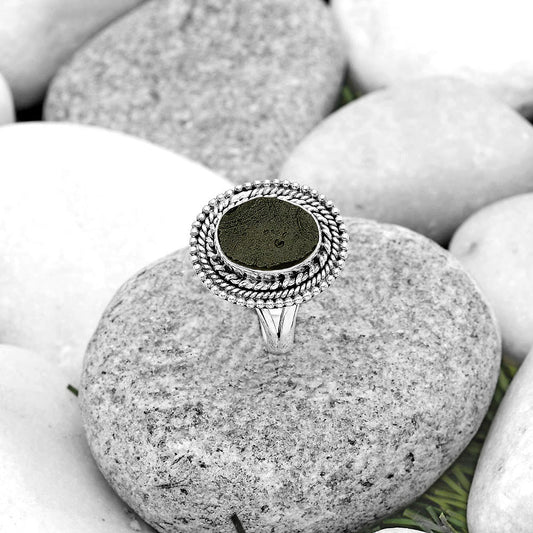 Natural Tektite Rough - Greek Ring size-7.5 R-1447 SDR184059