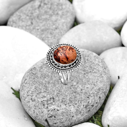 Natural Indian Paint Gemstone Ring size-8 R-1447 SDR184090