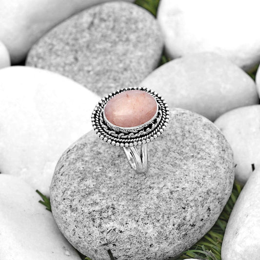 Natural Pink Scolecite Ring size-7 R-1447 SDR184096