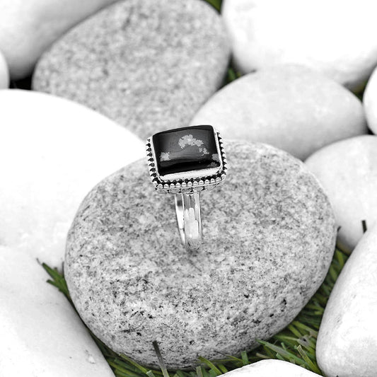 Natural Snow Flake Obsidian Ring size-8 R-1071 SDR184145