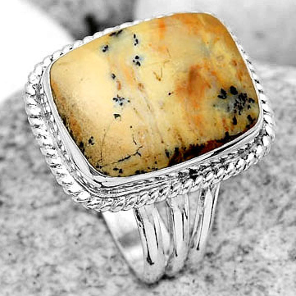 Natural Russian Honey Dendrite Opal Ring size-8.5 R-1010 SDR184302