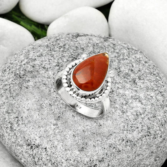 Natural Red Moss Agate Ring size-7.5 R-1518 SDR184347