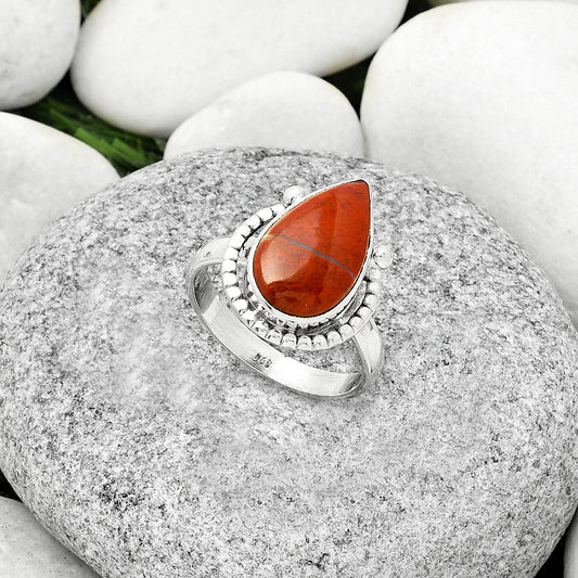 Natural Red Moss Agate Ring size-9 R-1518 SDR184375