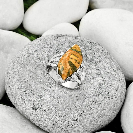 Natural Moroccan Yellow Jacket Jasper Ring size-8 R-1338 SDR184422