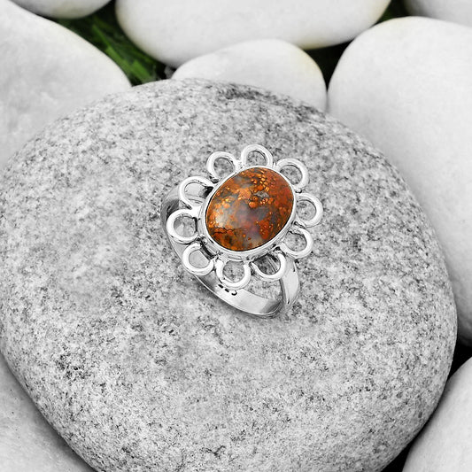 Natural Red Moss Agate Ring size-8.5 R-1527 SDR184460