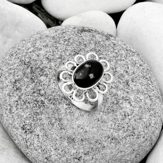 Natural Snow Flake Obsidian Ring size-7.5 R-1527 SDR184472