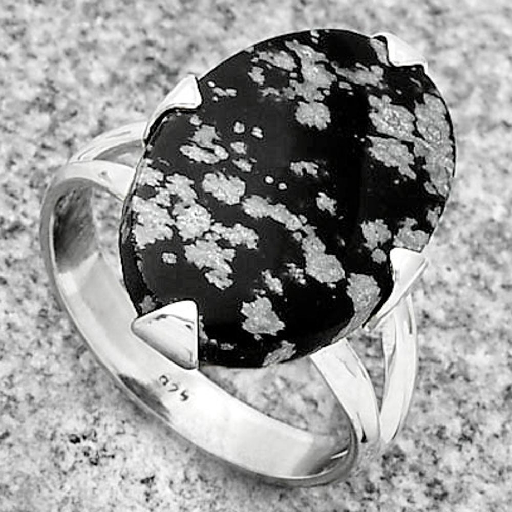 Natural Snow Flake Obsidian Ring size-8 R-1305 SDR184497