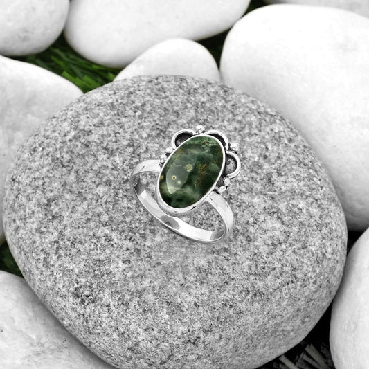 Natural Ocean Jasper - Madagascar Ring size-8 R-1216 SDR185254