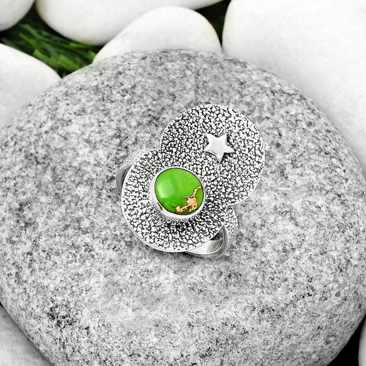 Star Natural Copper Green Turquoise Ring size-8 R-1290 SDR185455