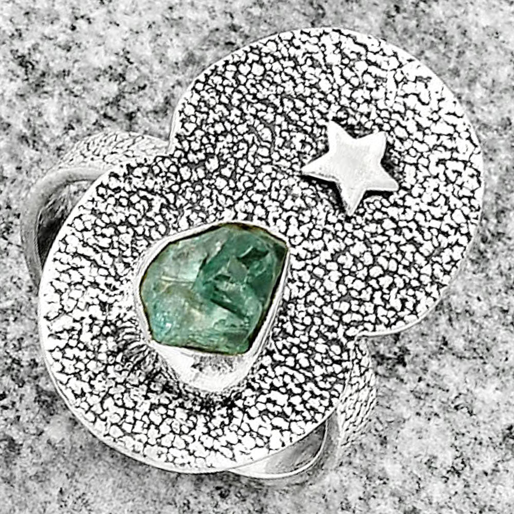 Star Aqua Apatite Rough Madagascar Ring size-8 R-1290 SDR185465