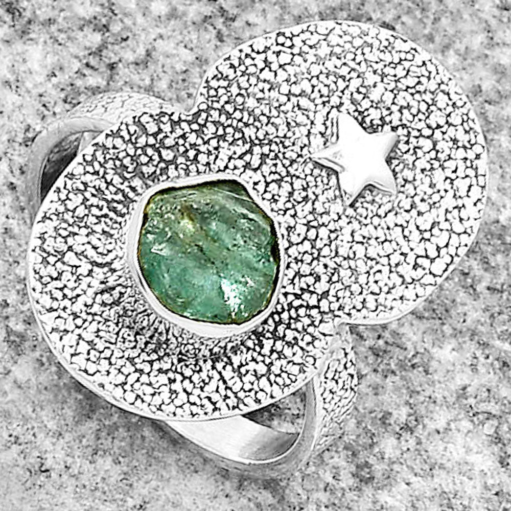 Star Aqua Apatite Rough Madagascar Ring size-9 R-1290 SDR185468