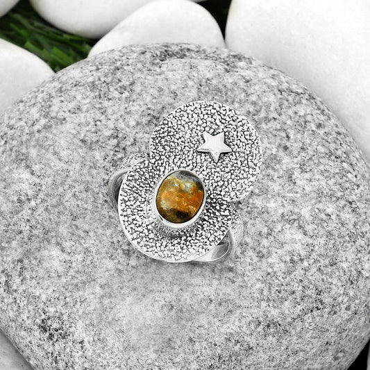 Star - Natural Indian Blanket Jasper Ring size-8 R-1290 SDR185476