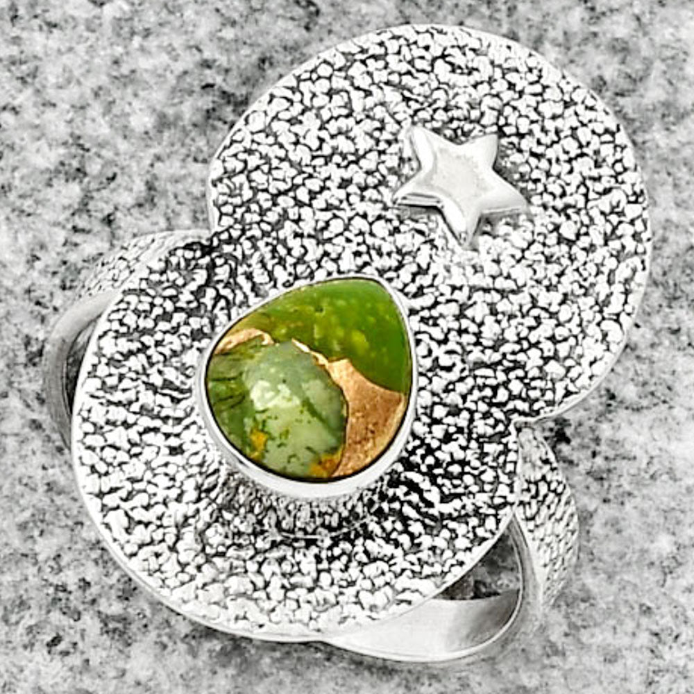 Star Natural Copper Green Turquoise Ring size-8 R-1290 SDR185477