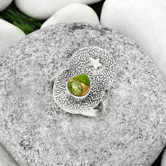 Star Natural Copper Green Turquoise Ring size-8 R-1290 SDR185477