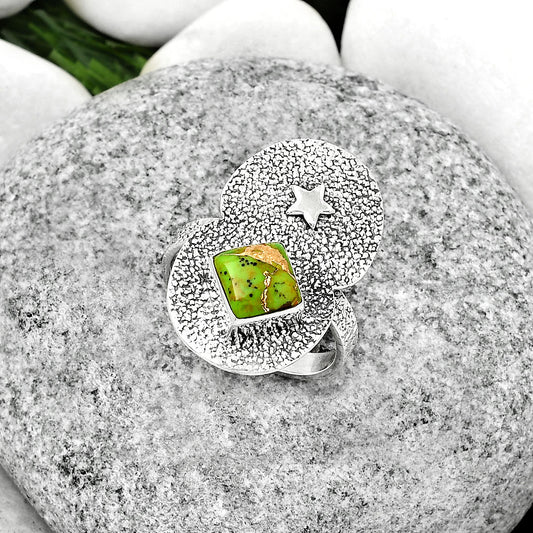 Star Natural Copper Green Turquoise Ring size-8 R-1290 SDR185489