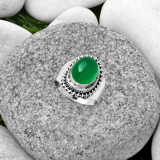 Natural Green Onyx Ring size-8 R-1279 SDR185635