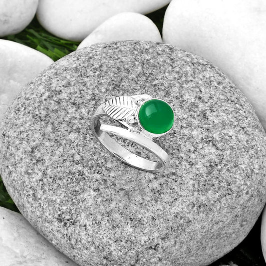 Natural Green Onyx Ring size-8 R-1410 SDR185683