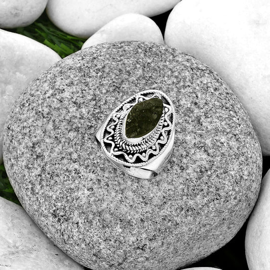 Natural Tektite Rough - Greek Ring size-7 R-1501 SDR185720