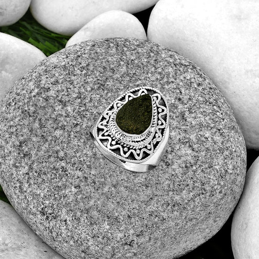 Natural Tektite Rough - Greek Ring size-7.5 R-1501 SDR185731
