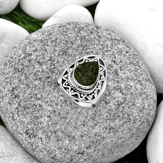 Natural Tektite Rough - Greek Ring size-7 R-1501 SDR185734